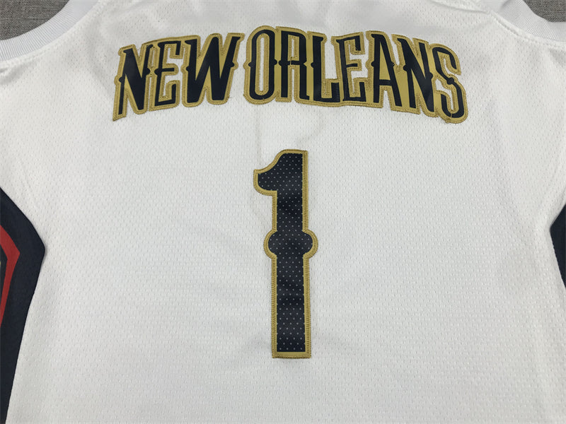 Men's New Orleans Pelicans Zion Williamson #1 White Swingman Jersey1