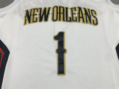 Men's New Orleans Pelicans Zion Williamson #1 White Swingman Jersey1