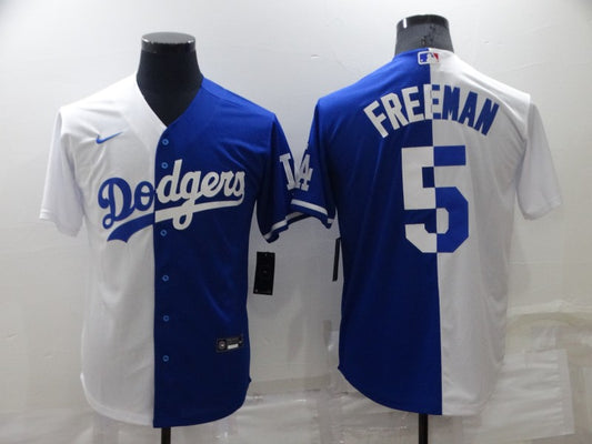Men's Los Angeles Dodgers Freddie Freeman #5 White/Blue Replica Baseball Jersey1