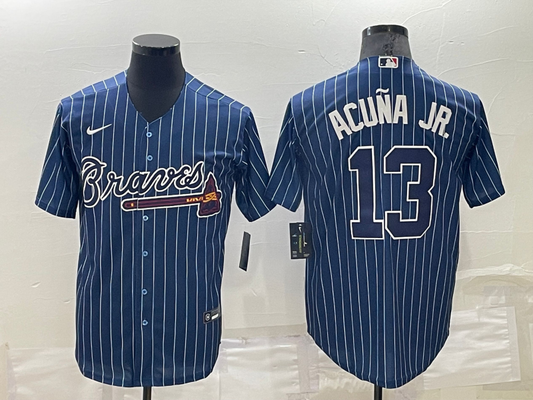 Men's Atlanta Braves Ronald Acuna Jr. #13 Blue Replica Baseball Jersey1