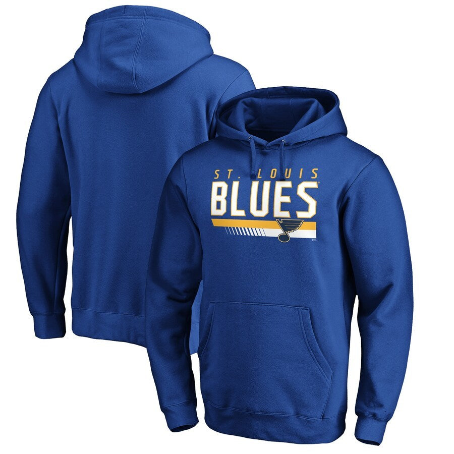 Men's Blue St. Louis Blues Staggered Stripe Pullover Hoodie
