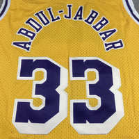 Men's Los Angeles Lakers Kareem Abdul-Jabbar Gold Hardwood Classics Jersey1