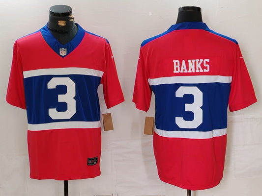 Men's New York Giants Deonte Banks #3 Century Red Alternate Player Game Jersey1