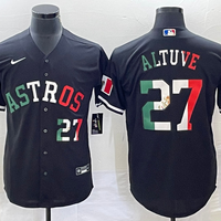 Men's Houston Astros Jose Altuve #27 Black Alternate Replica Player Jersey1