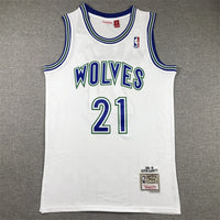 Men's Minnesota Timberwolves Kevin Garnett #21 White Hardwood Classics Swingman Jersey1