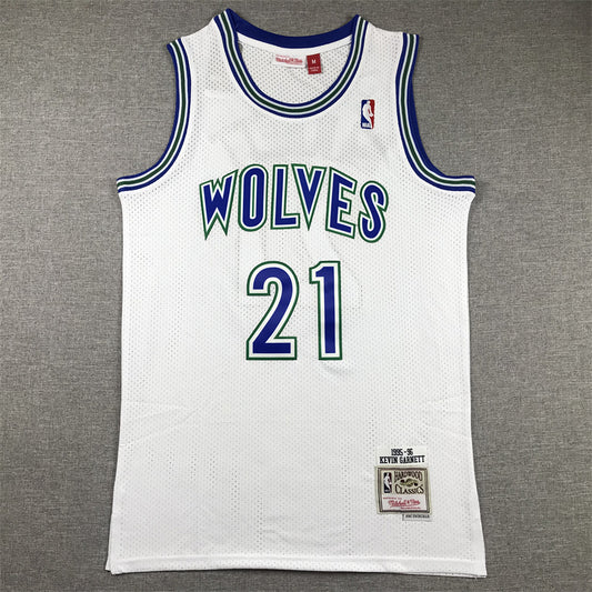 Men's Minnesota Timberwolves Kevin Garnett #21 White Hardwood Classics Swingman Jersey1