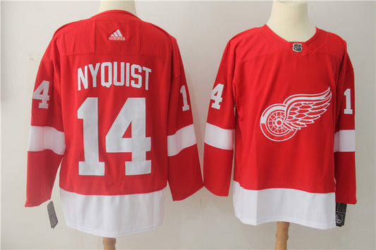 Men's Detroit Red Wings Gustav Nyquist #14 Red Home Breakaway Player Jersey1