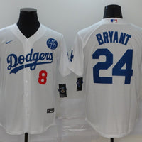 Men's Los Angeles Dodgers1 Kris Bryant #8-24 White Replica Baseball Jersey