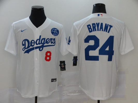 Men's Los Angeles Dodgers Kobe Bryant #8-24 White Replica Baseball Jersey1