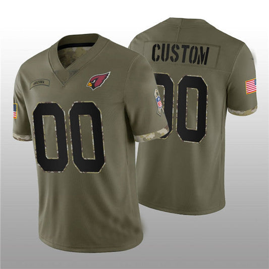 Custom1 Arizona Cardinals ACTIVE PLAYER 2022 Olive Salute To Service Limited Stitched Jersey1 Football Jerseys
