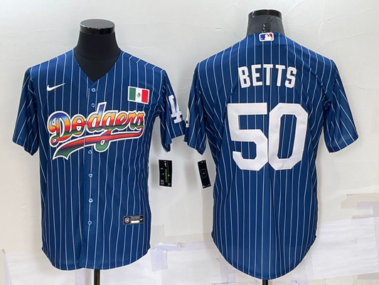 Men's Los Angeles Dodgers Mookie Betts #50 Blue Alternate Game Jersey1