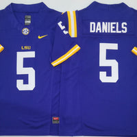 Men's LSU Tigers Jayden Daniels #5 Purple Player Jersey