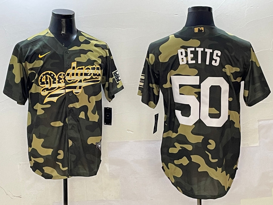 Men's Los Angeles Dodgers Mookie Betts #50 Camouflage Replica Player Jersey1