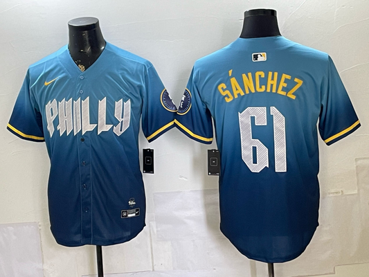 Male Philadelphia Phillies Cristopher Sanchez #61 Navy City Connect Limited Jersey