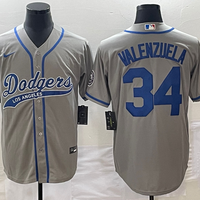 Men's Los Angeles Dodgers Fernando Valenzuela #34 Gray Player Jersey1 Joint Edition