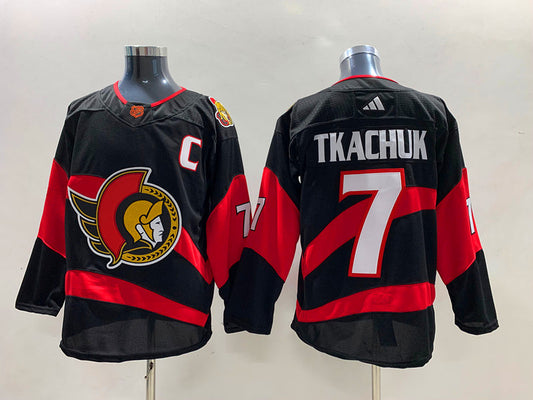 Men's Ottawa Senators Brady Tkachuk #7 Black Player Jersey1