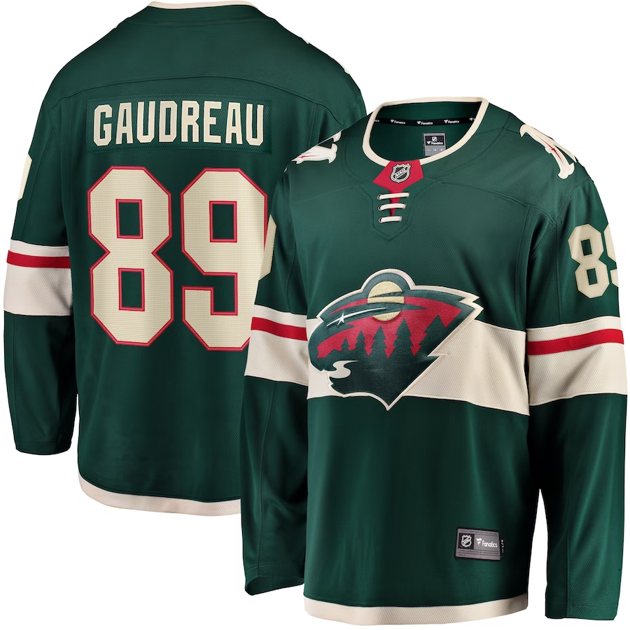 Men's Minnesota Wild Frederick Gaudreau #89 Green Home Breakaway Player Jersey1