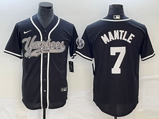 Men's New York Yankees Mickey Mantle #7 Black Player Jersey1 Joint Edition