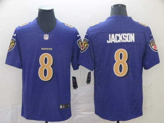 Men's Baltimore Ravens #8 Lamar Jackson Purple Jersey1