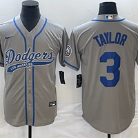 Men's Los Angeles Dodgers Chris Taylor #3 Gray Player Jersey1 Joint Edition