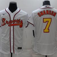 Men's Atlanta Braves Dansby Swanson #7 White Replica Jersey1 Champion Edition