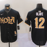 Men's New Orleans Saints Chris Olave #12 Black Game Player Jersey1