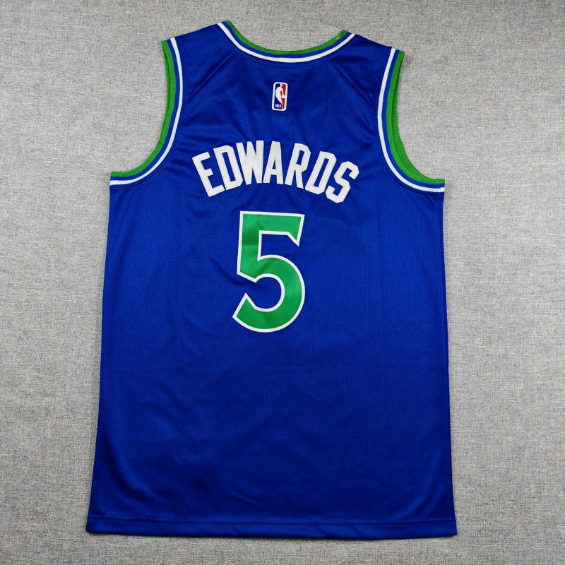 Men's Minnesota Timberwolves Anthony Edwards #5 Blue Swingman Jersey - Icon Edition