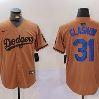 Men's Los Angeles Dodgers Tyler Glasnow #31 Brown Game Player Jersey1