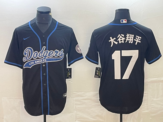 Men's Los Angeles Dodgers Shohei Ohtani #17 Black Game Jersey1 Joint Edition