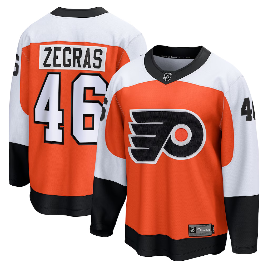Men's Philadelphia Flyers Trevor Zegras #46 Fanatics Orange Home Breakaway Jersey