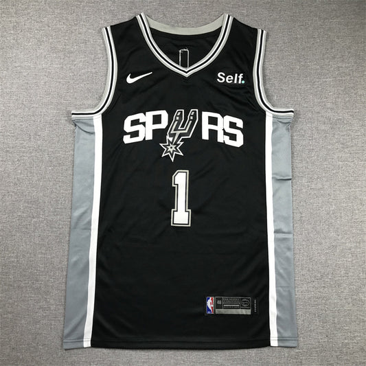 Men's San Antonio Spurs Victor Wembanyama #1 Black 2022/23 Swingman Jersey1 - Icon Edition