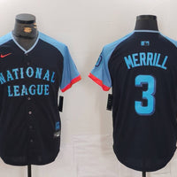 Men's National League Jackson Merrill #3 Navy 2024 MLB All-Star Game Limited Player Jersey1