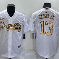 Men's Atlanta Braves Ronald Acuna Jr. #13 White Stitched Jersey1
