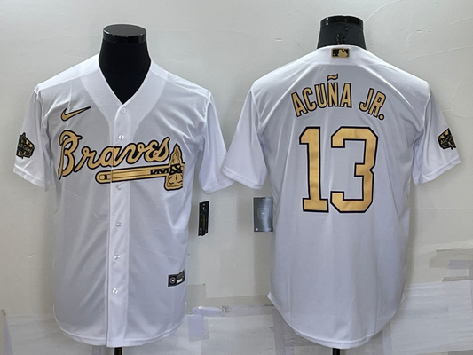 Men's Atlanta Braves Ronald Acuna Jr. #13 White Stitched Jersey1
