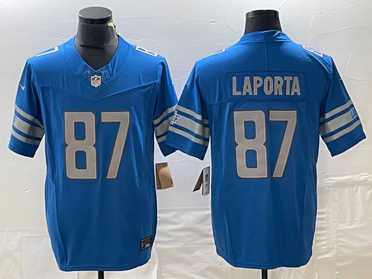 Men's Detroit Lions Sam Laporta #87 Blue Player Game Jersey1