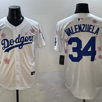 Men's Los Angeles Dodgers Fernando Valenzuela White Player Jersey1
