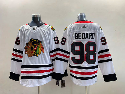 Men's Chicago Blackhawks Connor Bedard #98 White Away Breakaway Player Jersey1