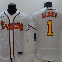 Men's Atlanta Braves Ozzie Albies #1 White Replica Jersey1 Champion Edition