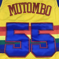 Men's Denver Nuggets Dikembe Mutombo 1991-92 Yellow Hardwood Classics Swingman Jersey1