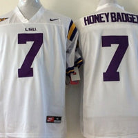 Men's LSU Tigers Honey Badger #7 White Player Game Jersey