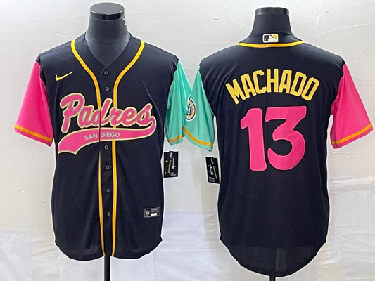 Men's San Diego Padres Manny Machado #13 Black City Connect Replica Player Jersey1 Joint Edition