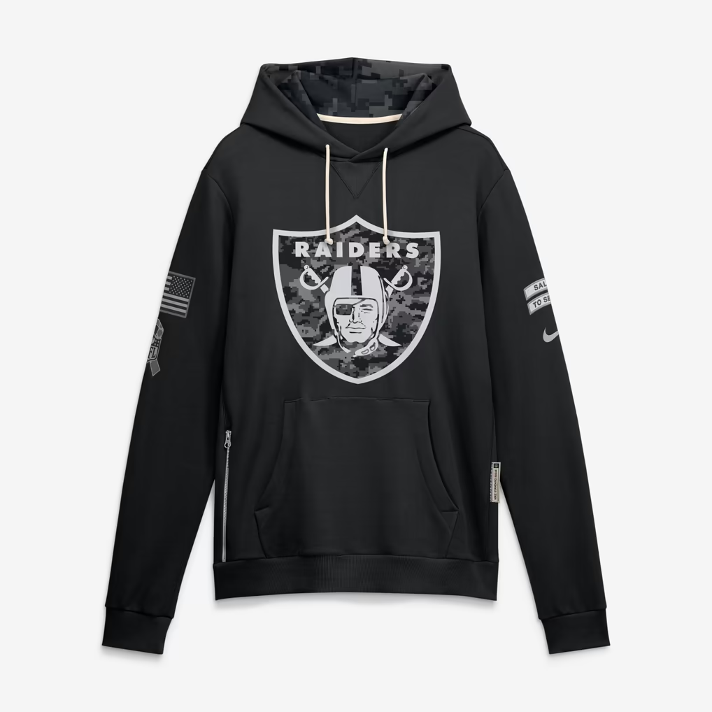 Men's Las Vegas Raiders Black 2026 Salute to Service Sideline Dri-FIT Pullover Hoodie