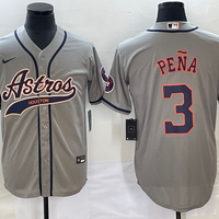 Men's Houston Astros Jeremy Pena #3 Gray Replica Jersey1 Joint Edition
