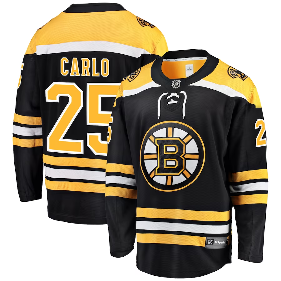 Men's Boston Bruins Brandon Carlo #25 Black Replica Player Jersey1