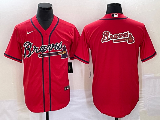 Men's Atlanta Braves Red Replica Team Jersey1