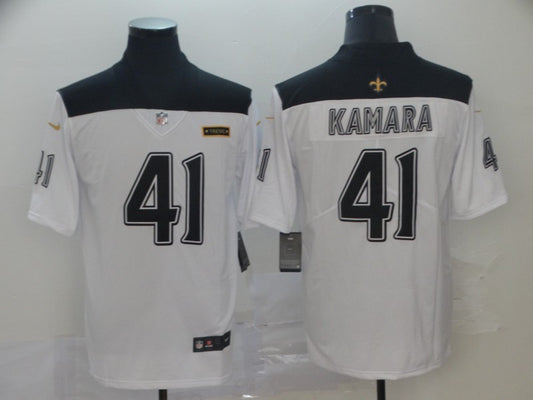 Men's New Orleans Saints Alvin Kamara #41 White City Edition Game Jersey1