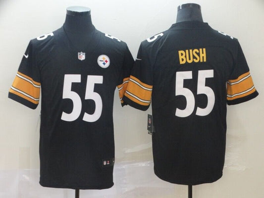 Men's Pittsburgh Steelers Devon Bush Jr. #55 Black Game Jersey1