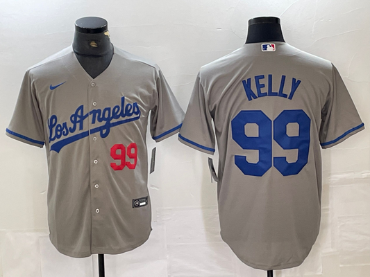Men's Los Angeles Dodgers Joe Kelly #99 Gray Replica Game Jersey1