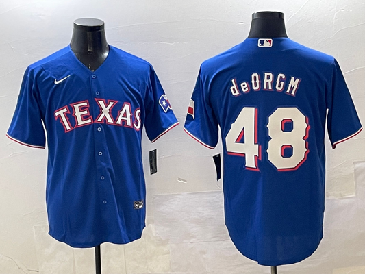 Men's Texas Rangers Jacob deGrom #48 Royal Limited Player Jersey1