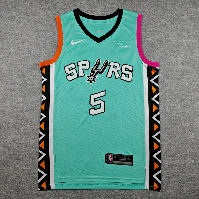 Men's San Antonio Spurs Stephon Castle #5 Turquoise 2022/23 Swingman Jersey - City Edition